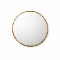 Round Brass-Frame Wall Mirror
